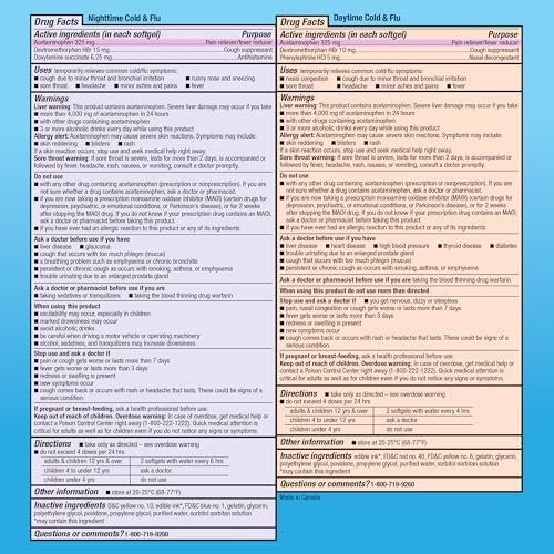 Amazon Basic Care Cold and Flu Relief, Daytime and Nighttime Combo Pack Softgels... - Image 6
