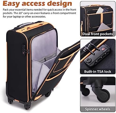 Coolife Luggage 4 Piece Set Suitcase Expandable TSA lock spinner softshell - Image 3