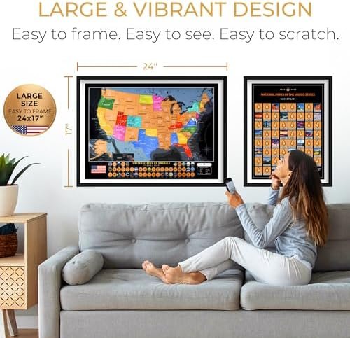 Scratch off Map of United States & All 63 USA National Parks Poster - Easy-to-Sc... - Image 3