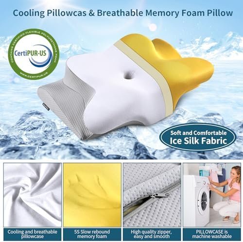 Cervical Pillow for Neck Pain Relief, Cooling Contour Memory Foam Pillows for Ne... - Image 3