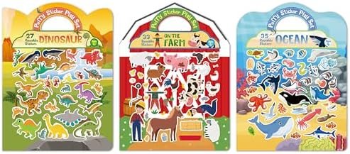 Sticker Books for Kids, 95+ Reusable Puffy Stickers, Farm, Dinosaur, Ocean Anima... - Image 2