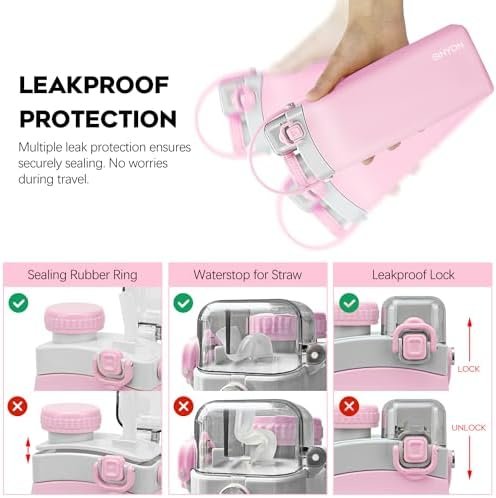 Collapsible Water Bottles, 20oz Silicone Reusable Water Bottle with Straw and St... - Image 5