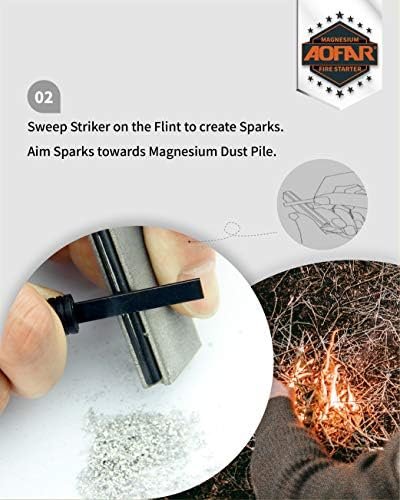 AOFAR Magnesium Fire Starter AF-374 (2-Pack) Waterproof Fire Steel Pouch for Cam... - Image 5