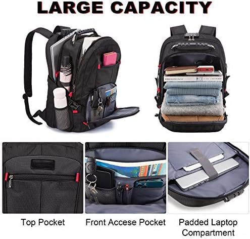 LOVEVOOK Travel Laptop Backpack Waterproof Anti Theft Backpack with Lock and USB... - Image 3