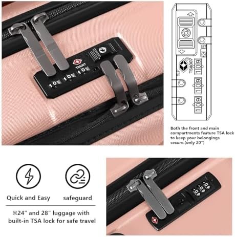 AnyZip Luggage Set 2 Piece Suitcase Set Carry On with Pocket Compartment ABS+PC ... - Image 7