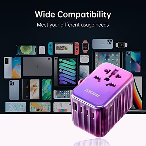 Zendure Universal Travel Adapter 65W PD Fast Charger 4 USB-C,1 USB-A, Internatio... - Image 7