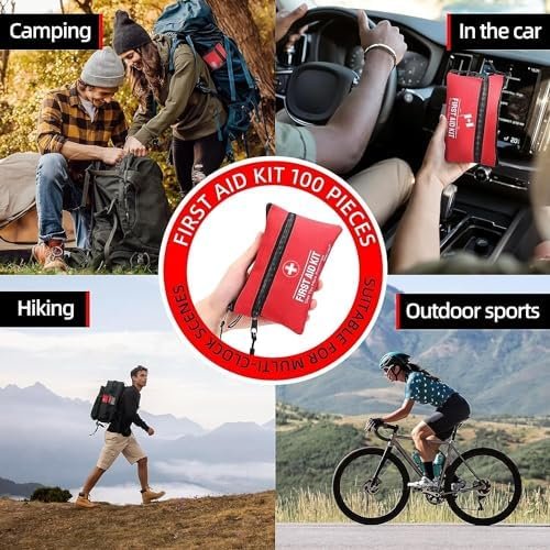 100 Pices Survival First Aid Kit Pocket Sized Pouch, Lightweight & Compact with ... - Image 6
