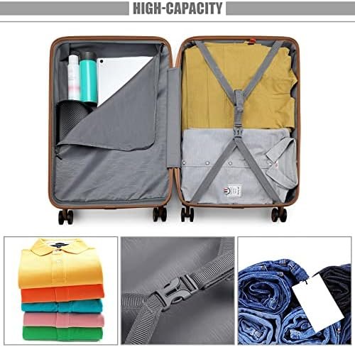 Kono 20'' Carry on Luggage Lightweight with Spinner Wheel TSA Lock Hardside Lugg... - Image 5