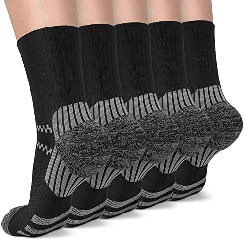 5 Pairs Copper Compression Socks for Women & Men - Ankle Plantar Fasciitis Arch ... - Image 2