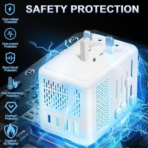 220V to 110V Voltage Converter US to Europe for Hair Dryer with 2 USB Ports 2 US... - Image 7