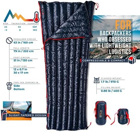 ZOOOBELIVES Ultralight Backpacking 32-50F Down Sleeping Bag - 27oz Ultra Compact... - Image 3