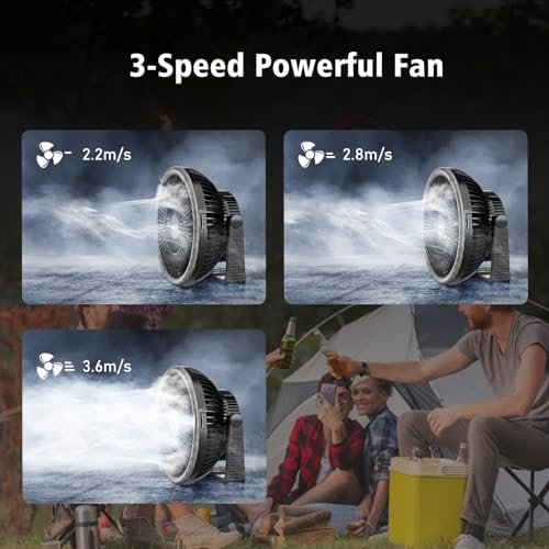 Camping Fan with Led Lantern - 10000mAh 8inch Rechargeable Battery Operated Tent... - Image 4