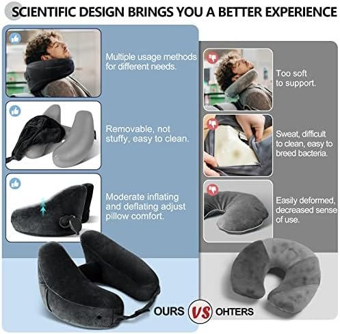 Neck Pillow for Travel Inflatable Airplane Pillow Comfortably Supports Head, Nec... - Image 7