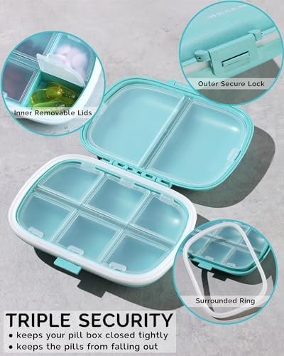 MEACOLIA 3 Pack 8 Compartments Travel Pill Organizer, Daily Pill Case Small Pill... - Image 4