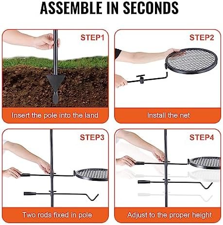 VEVOR Swivel Campfire Grill, Fire Pit Grill Grate over Fire Pits, Heavy Duty Ste... - Image 9