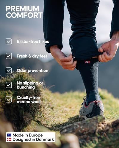 DANISH ENDURANCE Hiking Socks, Cushioned Merino Wool Crew Socks, Moisture Contro... - Image 4