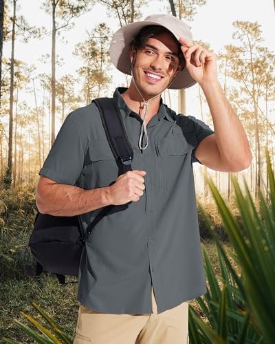 MAGCOMSEN Mens Fishing Shirts Short Sleeve UPF 50+ Sun Protection Button Down Sh... - Image 8