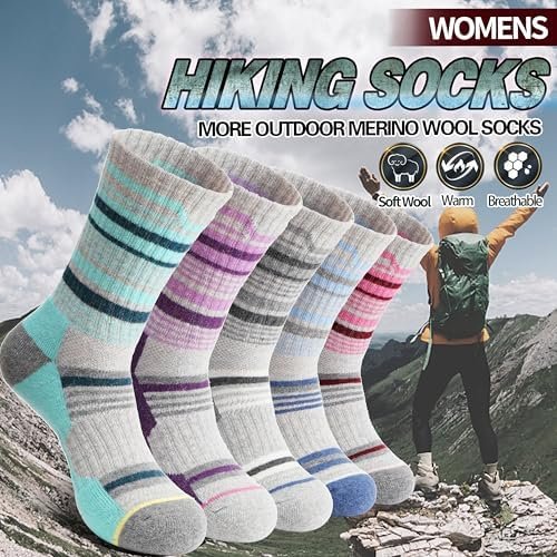 Anlisim Merino Wool Hiking Socks for Women Thermal Winter Warm Boot Work Cushion... - Image 3