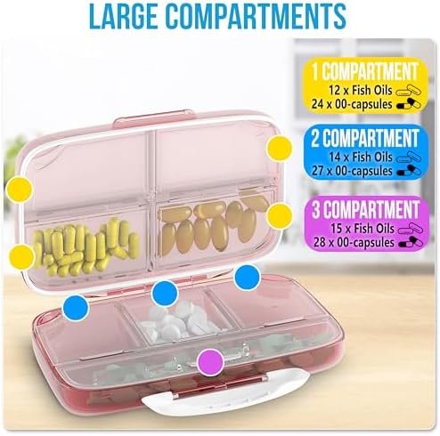 Pill Organizer Airtight Pill Box Large Pill Dispenser Home Travel Supplement Hol... - Image 4