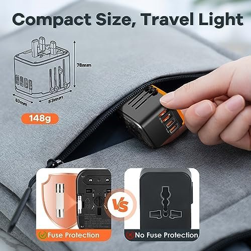 Universal Travel Adapter, International Plug Adapter, All-in-1 Power Outlet Wall... - Image 5