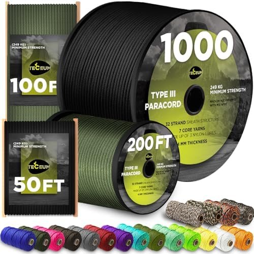 TECEUM Paracord Rope 1000 – 1000ft / 200ft / 120ft / 100ft / 50ft – Tactical Par... - Image 2
