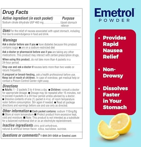 Emetrol Non-Drowsy Nausea Relief Powder Mix - Electrolyte Drink Mix for Rapid Na... - Image 3