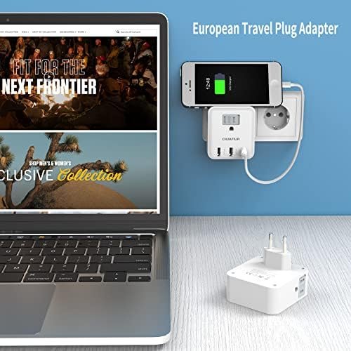 European Travel Plug Adapter, International Power Plug Adapter with 3 USB Ports ... - Image 8