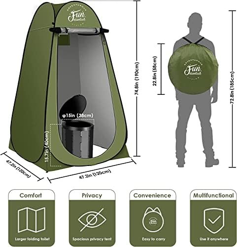 Portable Toilet Kit For Adults, Pop Up Privacy Tent, X Large Camping Folding Toi... - Image 3
