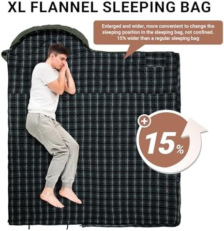 KingCamp Sleeping Bag for Adults, Winter | Flannel Lined Cold Weather 3-4 Season... - Image 4