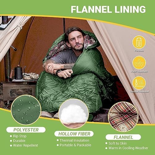 KingCamp Sleeping Bags, Big and Tall Flannel Sleeping Bag for Adults, Lightweigh... - Image 4