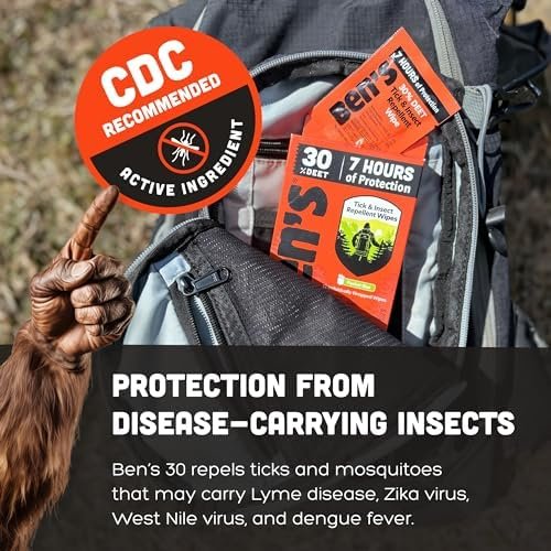 Ben's Tick & Insect Repellent Wipes - Travel Wipes with 30% DEET for Mosquitoes,... - Image 6