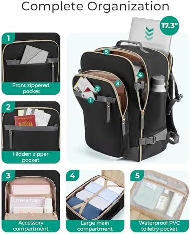 BAGSMART Travel Backpack for Women, Large Personal Item Travel Bag, 40L Airline ... - Image 5