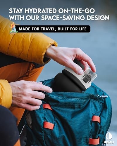 20 oz Collapsible Water Bottle, Travel Water Bottle, Hiking Water Bottle, Foldab... - Image 5