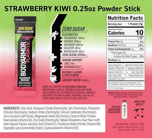 BODYARMOR Flash IV Electrolyte Packets, Strawberry Kiwi - Zero Sugar Drink Mix, ... - Image 4