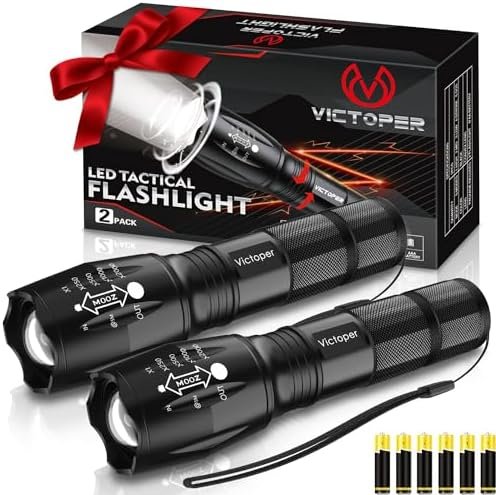 Victoper LED Flashlight 2 Pack, Bright 2000 Lumens Tactical Flashlights High Lum... - Image 2