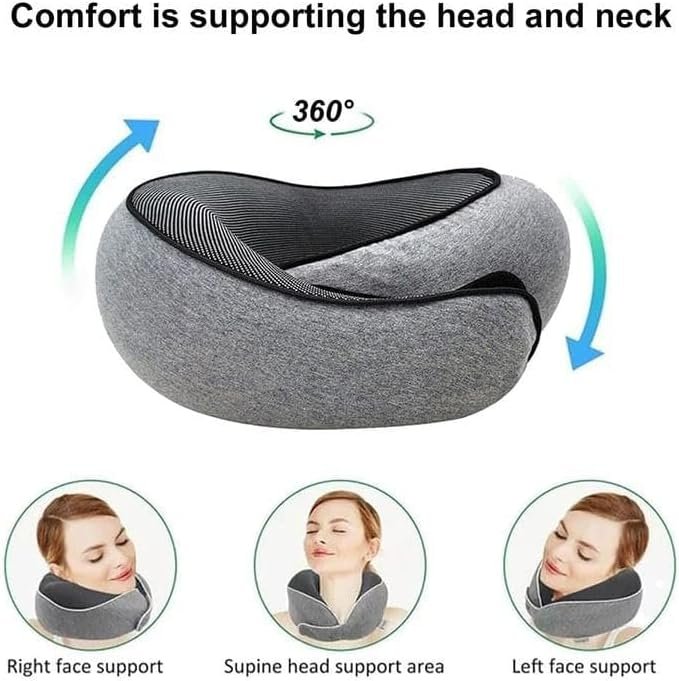 Travel Pillow, Memory Foam Travel Pillow, U-Shaped Pillow for Airplanes, Car, Of... - Image 3
