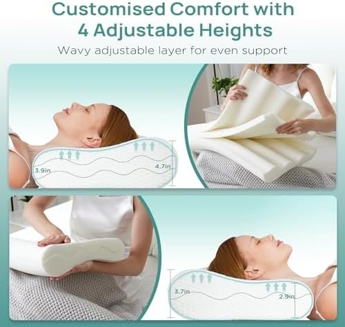 Cervical Neck Pillow, Side Sleeper Pillow for Neck Pain Relief, Adjustable Conto... - Image 4