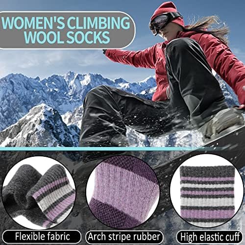 EBMORE 5 Pairs Womens Merino Wool Hiking Socks Thermal Warm Winter Boot Crew Cus... - Image 6