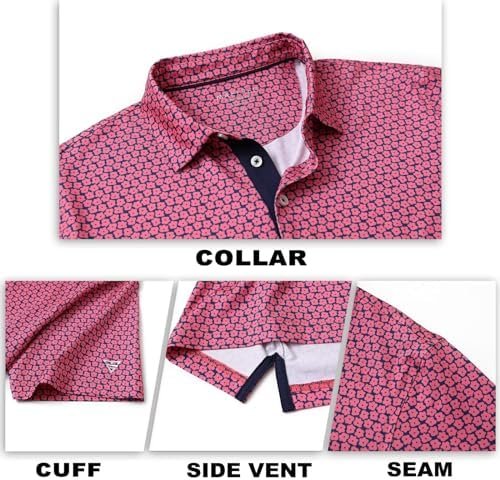 M MAELREG Mens Golf Shirt Short Sleeve Dry Fit Print Moisture Wicking Performanc... - Image 6
