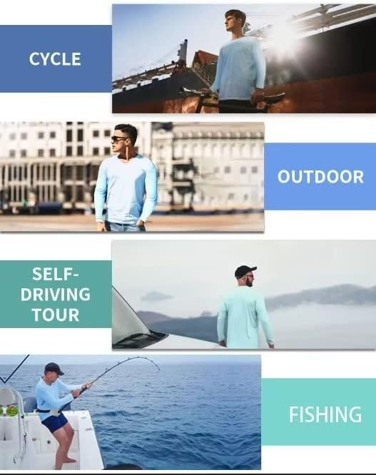 2 Pack Men's UPF 50+ Rash Guard Swim Surf Fishing Shirts, Long Sleeves UV Sun Pr... - Image 8