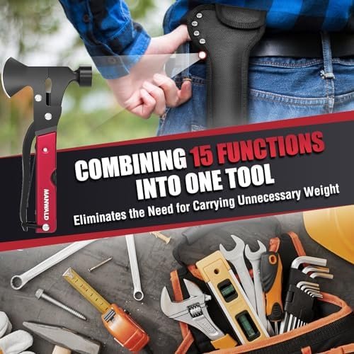 15 in 1 Multitool Axe Hatchet, Gifts for Men, Camping Accessories Survival Gear,... - Image 7
