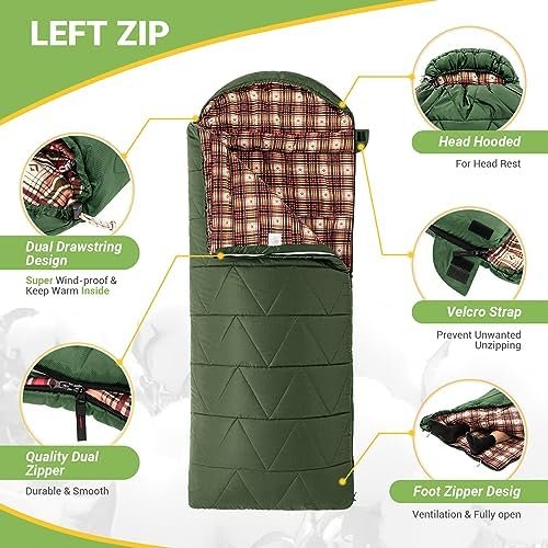 KingCamp Sleeping Bags, Big and Tall Flannel Sleeping Bag for Adults, Lightweigh... - Image 6