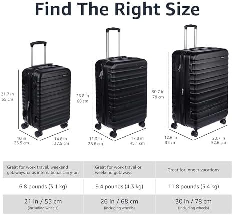 Amazon Basics 3-Piece Luggage Sets (21", 26", 30"), Suitcase with Wheels, Hardsi... - Image 6
