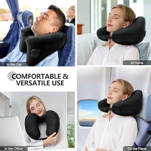 Neck Pillow for Travel Inflatable Airplane Pillow Comfortably Supports Head, Nec... - Image 3