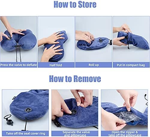 Extra-Compact Inflatable Travel Pillow for Airplanes, Soft Velvet Inflatable Nec... - Image 8