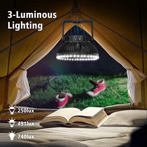 Camping Fan with Led Lantern - 10000mAh 8inch Rechargeable Battery Operated Tent... - Image 5