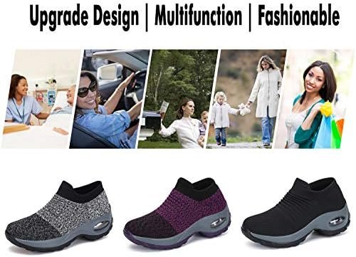Women's Walking Shoes Sock Sneakers Slip on Mesh Air Cushion Comfortable Wedge E... - Image 8