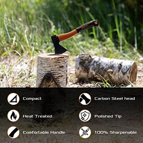 KSEIBI Wood Axe, Small Outdoor Camp Hatchet for Splitting and Kindling Wood, For... - Image 5