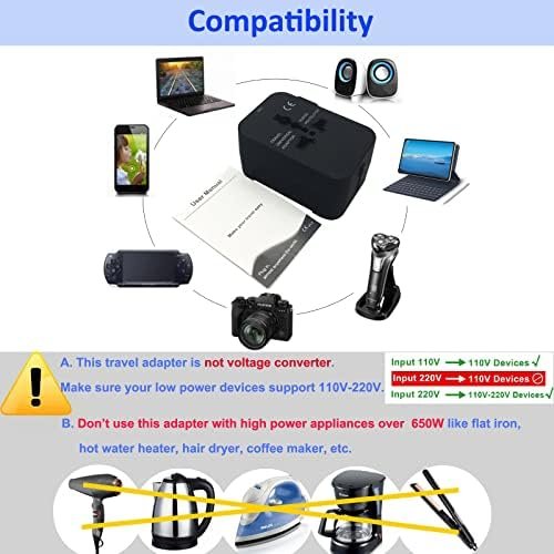 Travel Adapter, Worldwide All in One International Power Adapter Universal Adapt... - Image 4