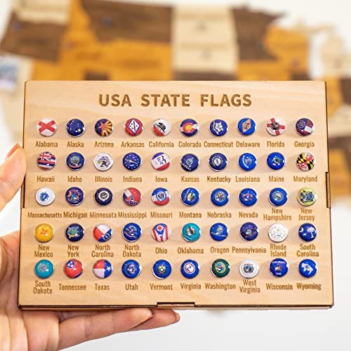 3D Wooden USA Map Wall Art, Large Wall Décor - US Travel Map with Push Pins - Ho... - Image 2